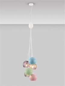 Lustra cu 6 pendule, Ceramica, Sticla, Multicolor, MELINE