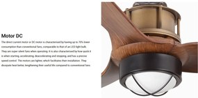 Lustra cu Ventilator si telecomanda JUST FAN XS LED auriu vintage/maro
