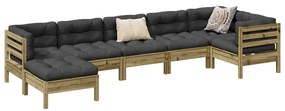 vidaXL Set canapele grădină cu perne, 7 piese, lemn de pin tratat