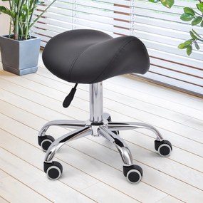 HOMCOM Scaun Ergonomic pentru Coafură, Reglabil, Tip Șa, Confort Superior, Negru | Aosom Romania