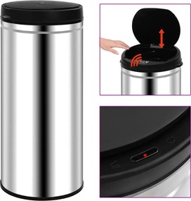 vidaXL Coș de gunoi automat cu senzor, 80 L, oțel inoxidabil