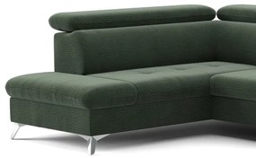 Canapea colțar extensibilă cu spațiu de depozitare, model CATANIA stânga, verde