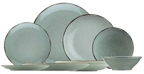 Set de masă, 24 piese, verde, din porțelan