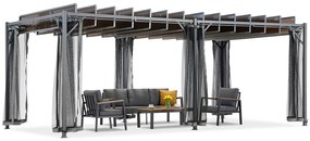 Antracit Paros 3x6m patio pergola cu plasă de țânțari Garden Point