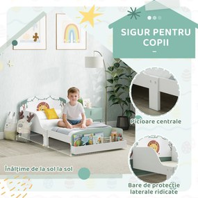 AIYAPLAY Pat pentru Copii cu Spațiu de Depozitare și Design Leu, 3-8 Ani | Aosom Romania