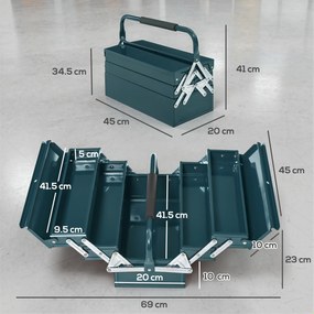 DURHAND Cutie de unelte Caseta de unelte Montaj Cufăr de unelte gol economisire spațiu cu 5 rafturi pliante stabil Oțel (SPCC) Verde închis 45 x 20 x 34,5 cm | Aosom Romania