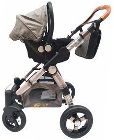 Carucior 3 in 1 cu landou transformabil sport, 0-36 luni, Crem - CPC-14-crem