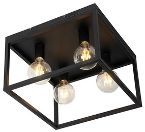 Plafoniera industriala neagra 40 cm 4 lumini - Cage