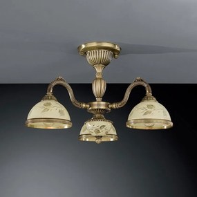 Lustra aplicata din alama cu sticla decorata design italian III 6208