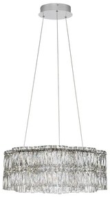 Lustra suspendata LED crom, cristale sticla NUVIA 60cm