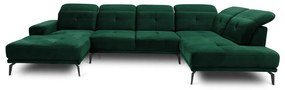 Colțar verde cu tapițerie din catifea (cu colț pe partea dreaptă/în formă de "U") Bretan – ELTAP