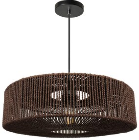 Lampă suspendată din iută și metal 60W Maro