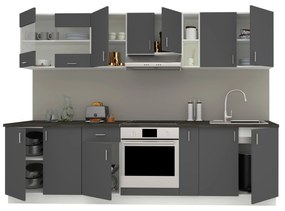 Set Bucatarie Karo V21, Antracit/Alb, Blat Thermo 28 mm, L 280 cm