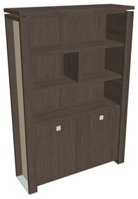 Dulap înalt Verno+ S 140 x 46 x 210 cm, cu rafturi, stejar antracit / vanilie