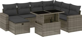 vidaXL Set canapele de grădină cu perne, 8 piese, gri, poliratan