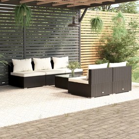 3101447 vidaXL Set mobilier de grădină cu perne, 6 piese, negru, poliratan