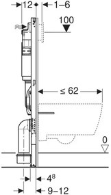 Rezervor incastrat Geberit Delta 100, h-112 cm adancime 12 cm si cadru cu actionare frontala