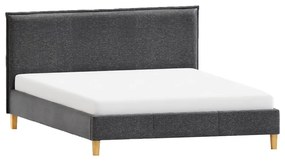 Pat matrimonial gri închis tapițat cu somieră 180x200 cm Tina – Ropez