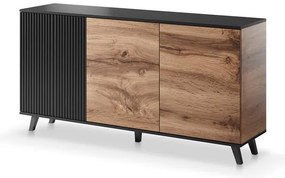 Comoda Random KM1 stejar wotan/negru - L160 x A40 x h82 cm