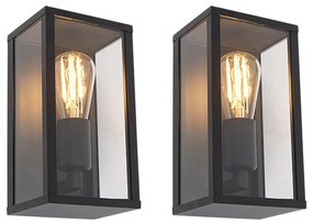 Set de 2 Aplice industriale negre 26 cm IP44 - Charlois