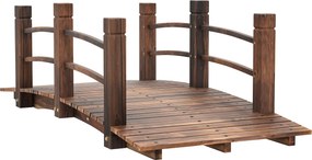 Outsunny Pod de Grădină - Pod de Iaz - pasarelă din Lemn - Decor Grădină dim. 152,5L x 67l x 48H cm - Lemn de Brad tratat prin carbonizare | Aosom Romania