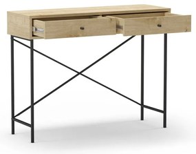 Masă consolă în culoare naturală cu blat cu aspect de lemn de stejar 35x110 cm Titan – Marckeric