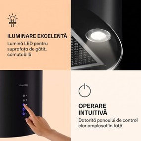 Klarstein Barella, hotă, 35 x 93 x 43 cm, recirculare, 518 m³/h, LED