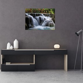 Tablou pe sticlă - Cascadă în junglă (70x50 cm)