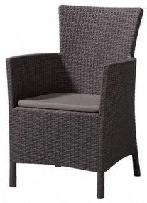 Scaun de grădină Iowa, maro cu pernă taupe caldă