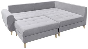 Coltar dreapta Alice, 3 locuri, 249 x 175 x 94 cm, PAL/lemn/poliester, gri deschis