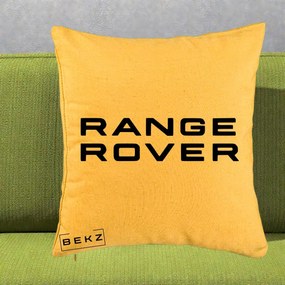 Perna Personalizata cu emblema Range Rover, 40x40 cm, Galben, Husa Detasabila, Perna Inclusa, BEKZ®