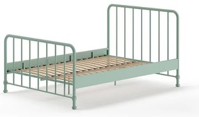 Pat single verde din metal cu somieră 140x200 cm BRONXX – Vipack