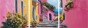 Tablou - Alee roz (cu ceas) (90x30 cm)