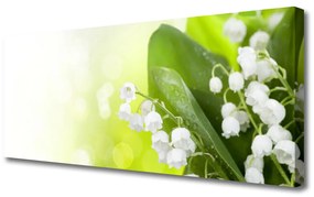 Tablou pe panza canvas Lacramioare Frunze Floral Alb Verde