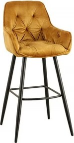 Set 2 scaune de bar Milano catifea galben mustar