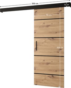 Uşă glisantă, stejar artisan/negru/negru, SALDOR 90 4