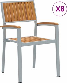 vidaXL Scaun stivuibil 8 pcs Maro 56 x 57 x 87 cm Lemn Solid de Acacia