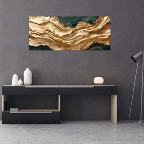 Tablou - Abstracție verde cu auriu II. (120x50 cm)