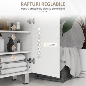 kleankin Dulap pentru Baie cu 2 Sertare și Rafturi Ajustabile, 60x30x93 cm, Alb | Aosom Romania