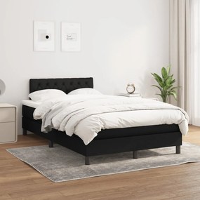 vidaXL Pat box spring cu saltea, negru, 120x200 cm, textil