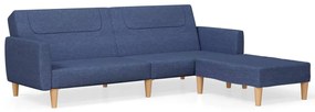 3080593 vidaXL Canapea extensibilă cu taburet, 2 locuri, albastru, textil