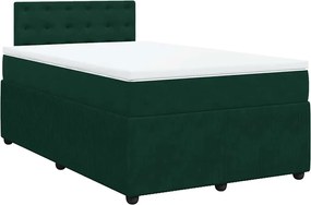 vidaXL Pat box spring cu saltea, verde închis, 120x190 cm, catifea