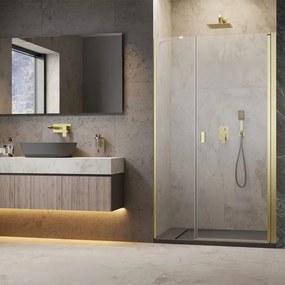 Usa de nisa pivotanta Radaway Nes DWS 120 cm sticla 6 mm finisaj auriu periat-transparent deschidere dreapta