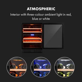 Klarstein Vinovilla  Onyx 43, frigider pentru vin cu două zone, 129 l, 43 de sticle, 3 culori