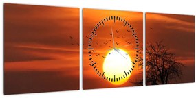 Tablou - Apus de soare (cu ceas) (90x30 cm)