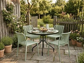 Set de gradina TREGO ISLAND - 4 scaune si masa rotunda ø 90 cm, verde