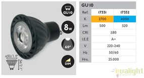 BEC LED GU10 8W 2700K dimabil lumina calda 17331