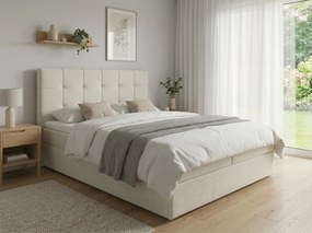 Pat tapițat boxspring DIRELIS VIBE 140x200 cm crem Saltea: Saltea cu arcuri Bonell