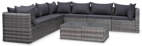 vidaXL Set mobilier de grădină cu perne, 8 piese, gri, poliratan