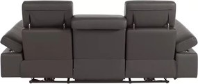 Canapea cu Recliner, tetiere reglabile, LED în partea de jos, culoare maro închis, material piele artificială, 229 cm lungime